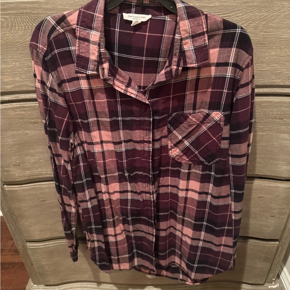 Beachlunchlounge Plaid Shirt in Pink and Black